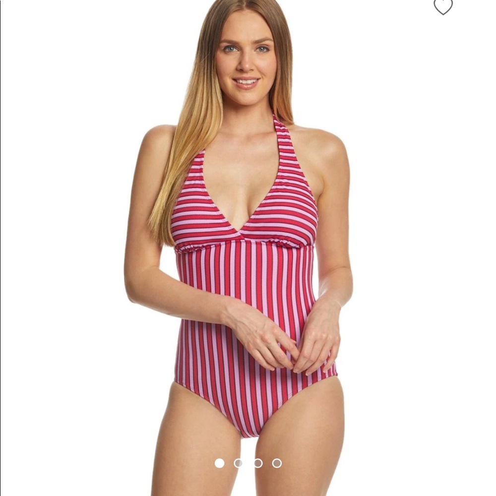 Anne Cole striped halter one piece swim